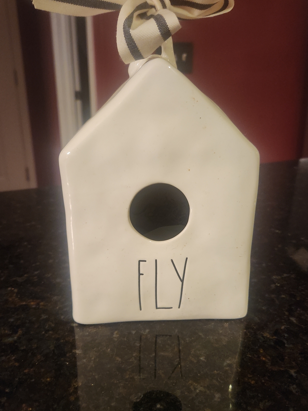 Rae Dunn White Ceramic 'FLY' Birdhouse Ornament
